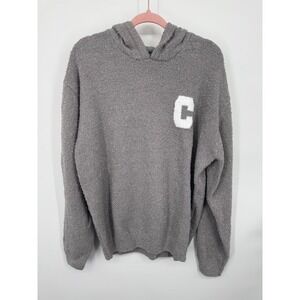 NWT Cernucci Textured Knitted Hoodie Mens Large Gray Pullover Long Sleeve Winter